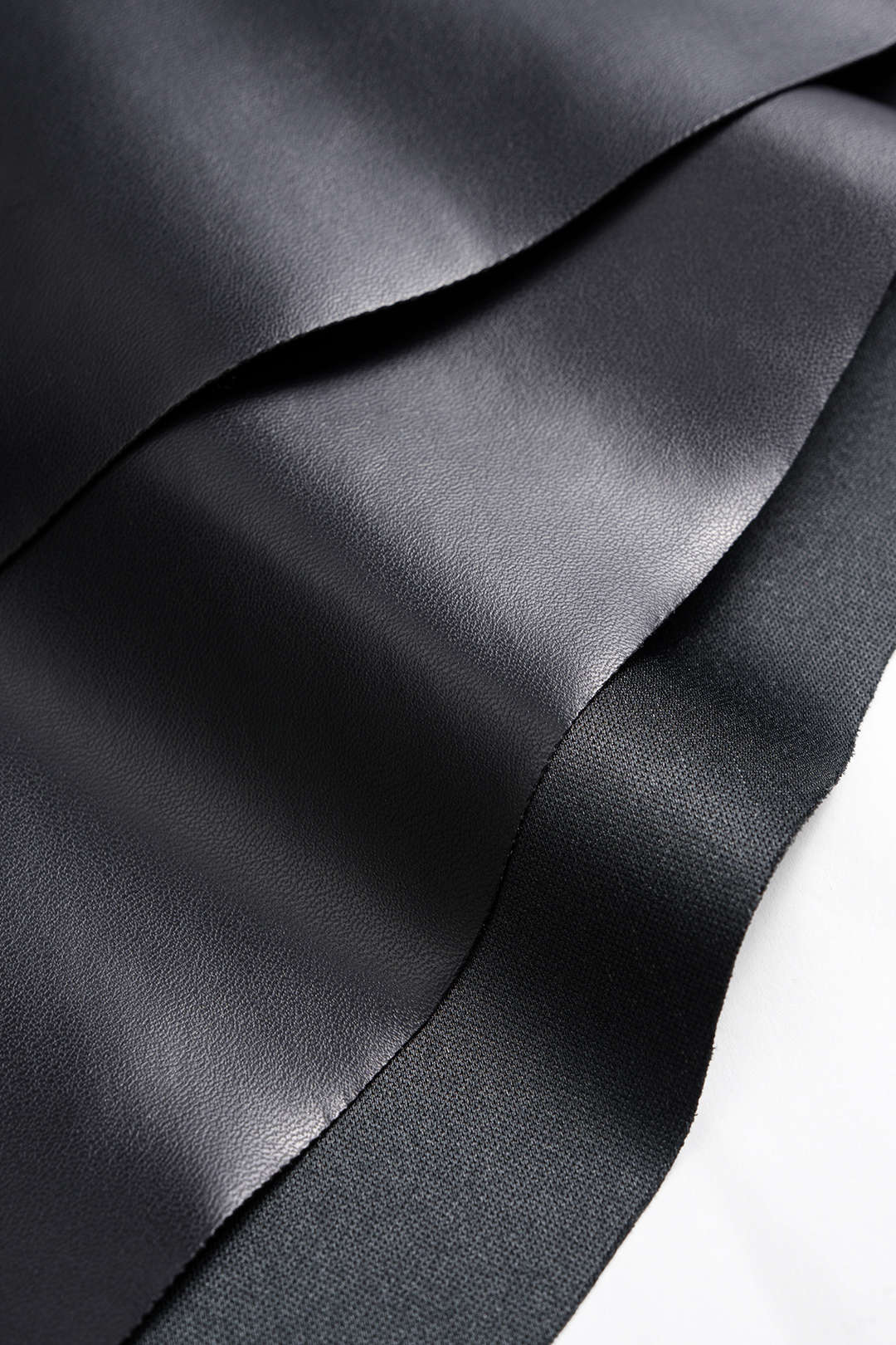 Faux Leather Ruffle High Waist Skirt BLACK