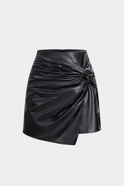 NOIRÉ | DRAPED LEATHER MINI SKIRT