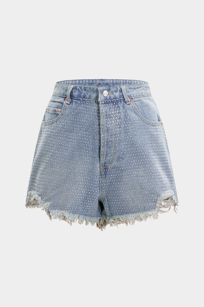 LEONIE | RHINESTONE DENIM SHORTS