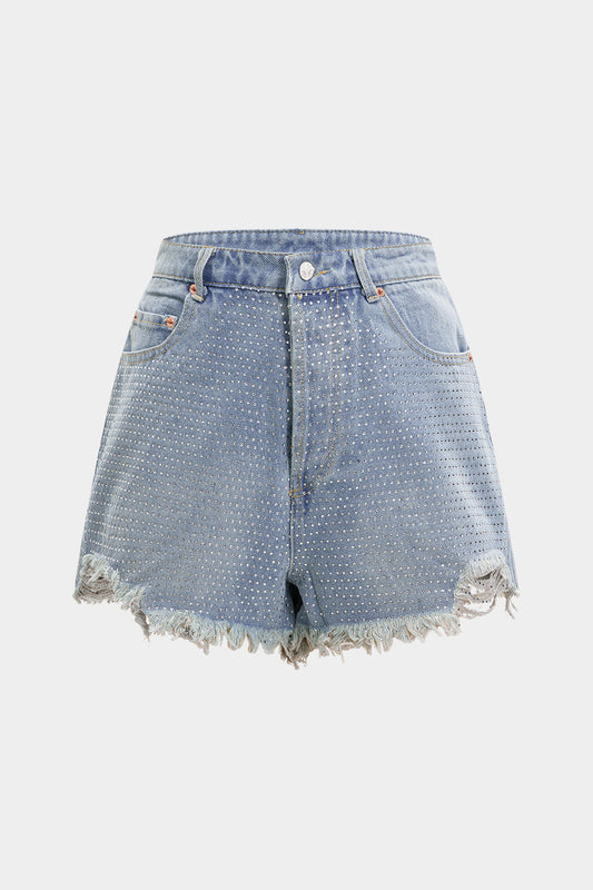 LEONIE | RHINESTONE DENIM SHORTS