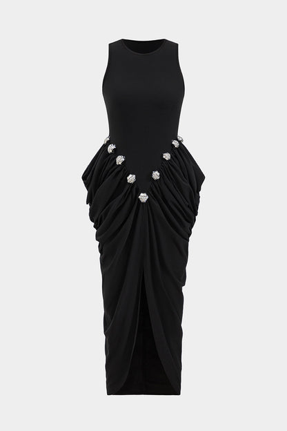 ELEONORA | DRAPED EMBELLISHED MAXI DRESS