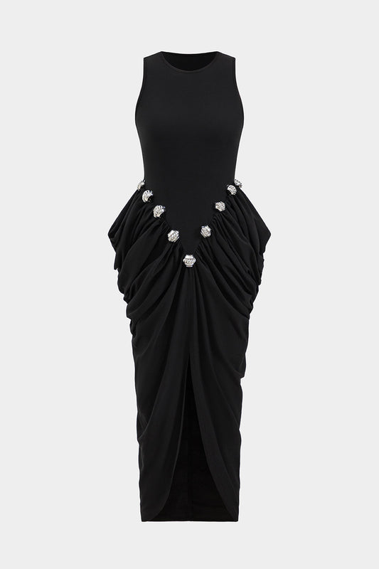 ELEONORA | DRAPED EMBELLISHED MAXI DRESS