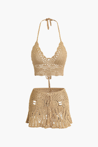 ISLA | CROCHET TWO PIECE SET KHAKI