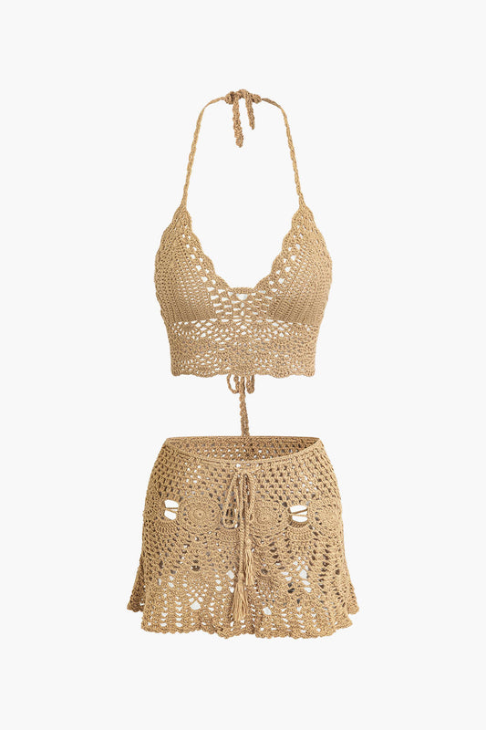 ISLA | CROCHET TWO PIECE SET KHAKI
