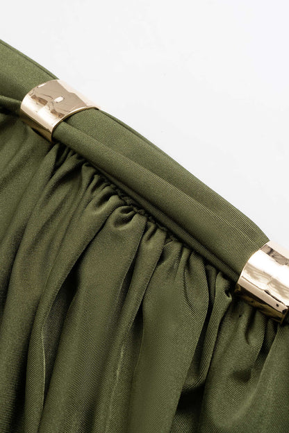 AURORA | ASYMMETRIC ELEGANCE MINI DRESS OLIVE