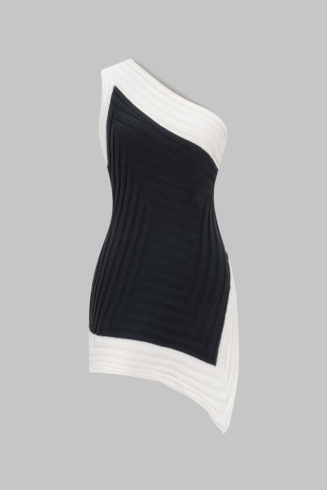 ARLETTE | ASYMMETRIC MONOCHROME MINI DRESS BLACK