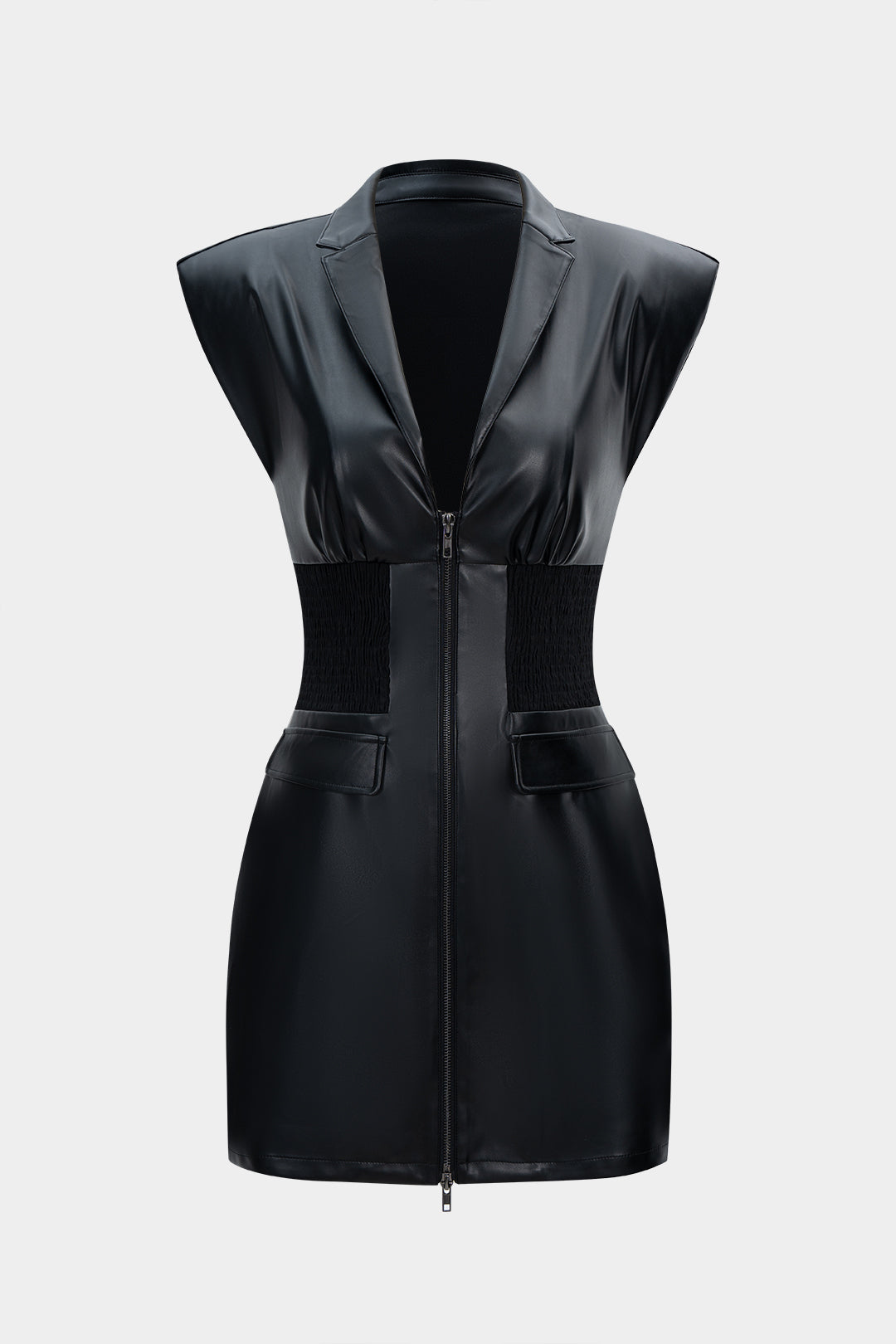 SELENE | POWER LUXE LEATHER MINI DRESS