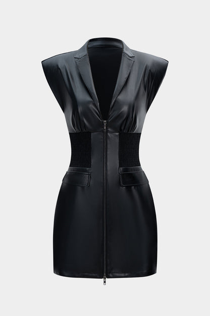 SELENE | POWER LUXE LEATHER MINI DRESS