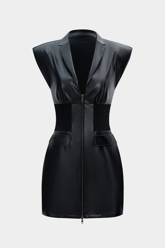 SELENE | POWER LUXE LEATHER MINI DRESS