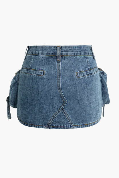 RAVEN | UTILITY DENIM MINI SKIRT ROYAL BLUE