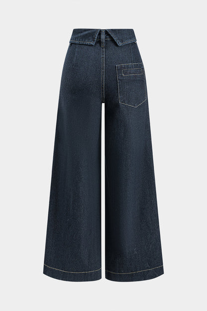 Denim Wide Leg Low Waist Jeans BLACK