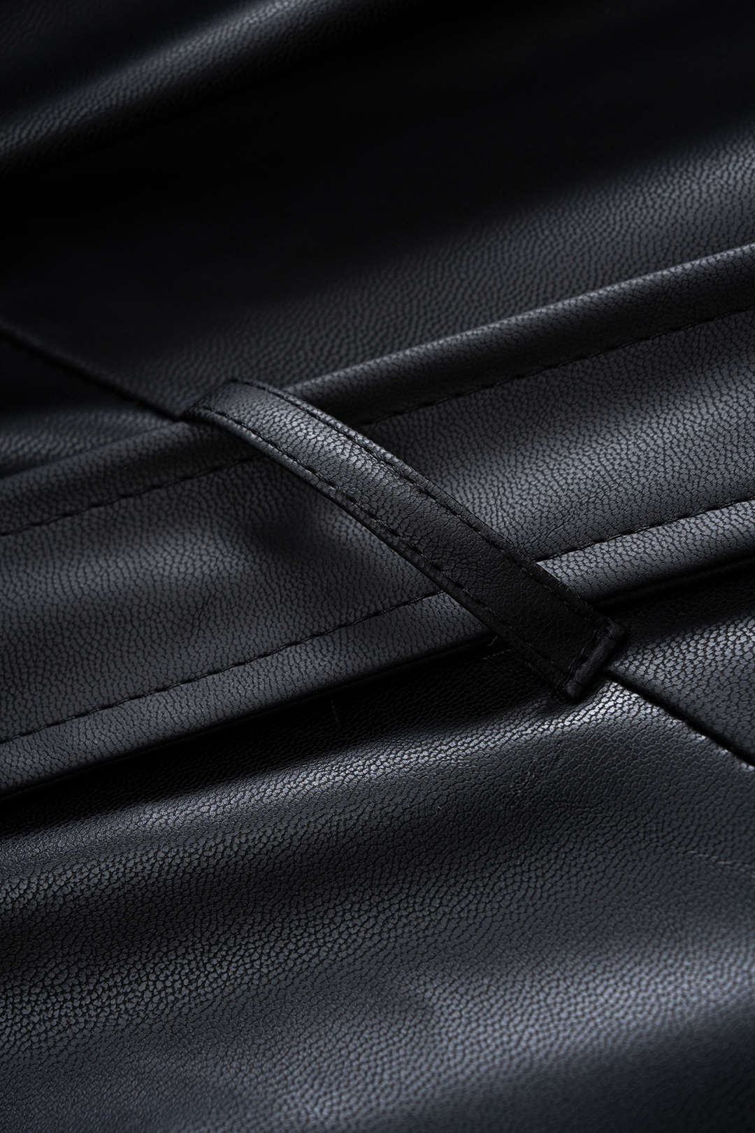 SERENA | BELTED FAUX LEATHER COAT BLACK