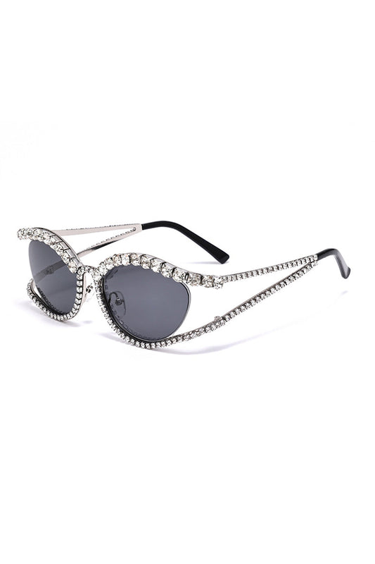 Cat-Eye Rhinestones Sunglasses BLACK ONE SIZE