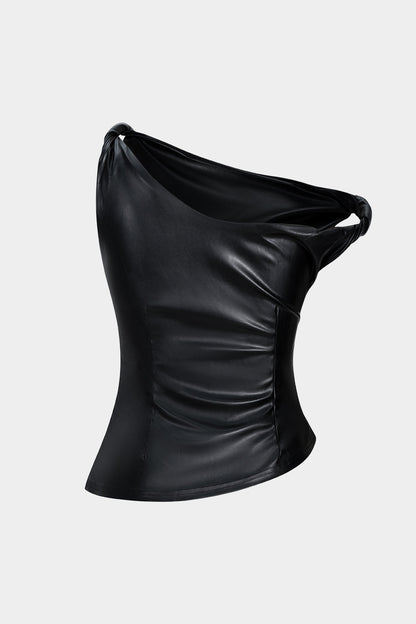 NOCTURNE | ASYMMETRIC LEATHER TOP