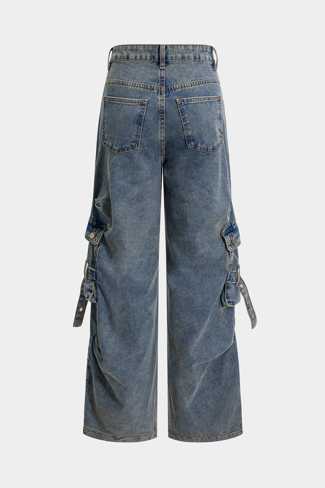 Denim Pleated Pocket Jeans STEEL BLUE