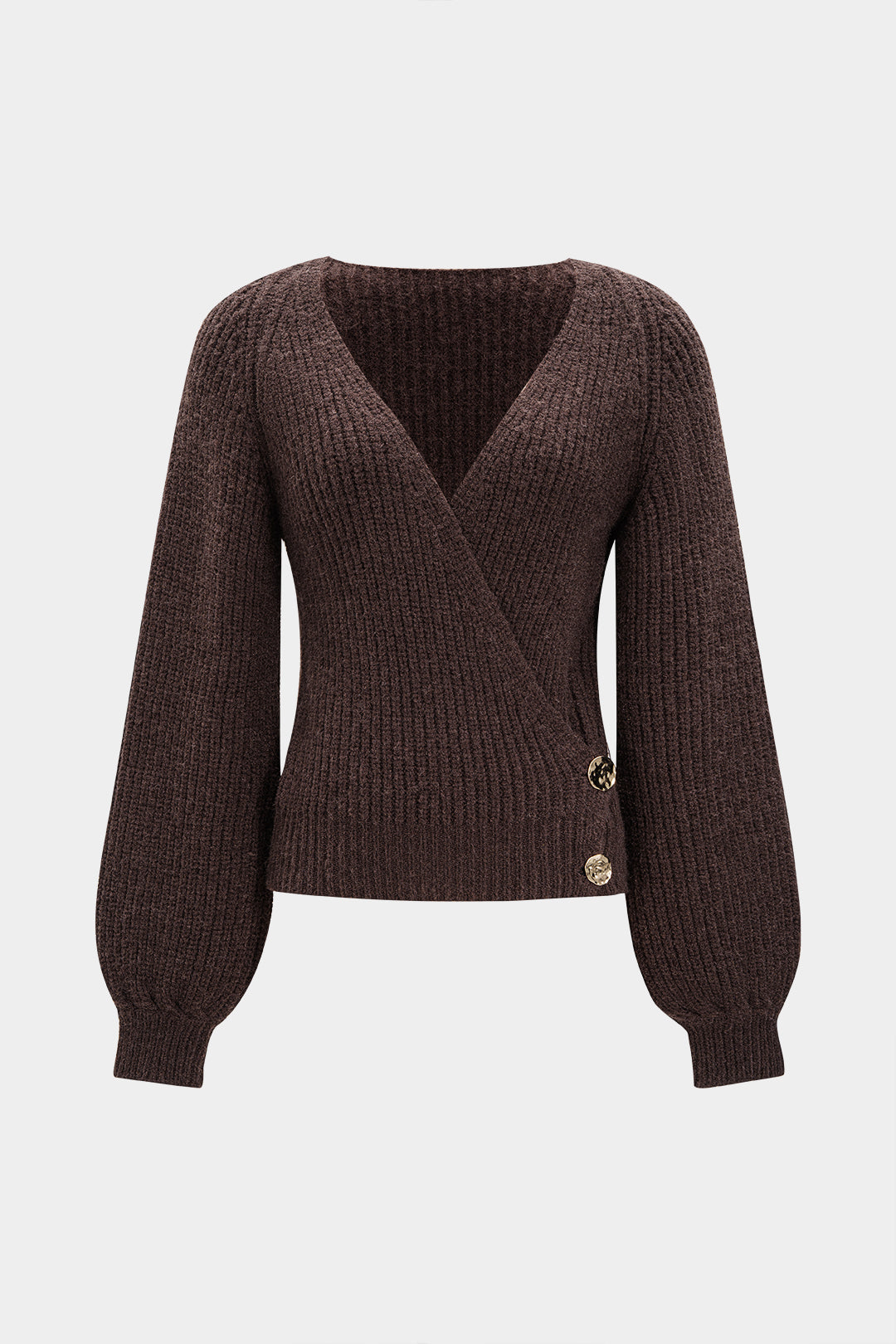 MIREIA | KNIT WRAP CARDIGAN BROWN
