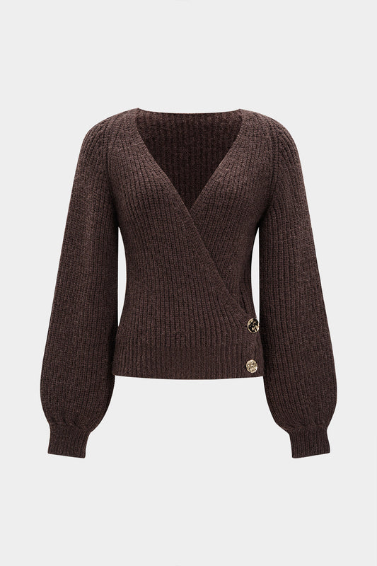 MIREIA | KNIT WRAP CARDIGAN BROWN