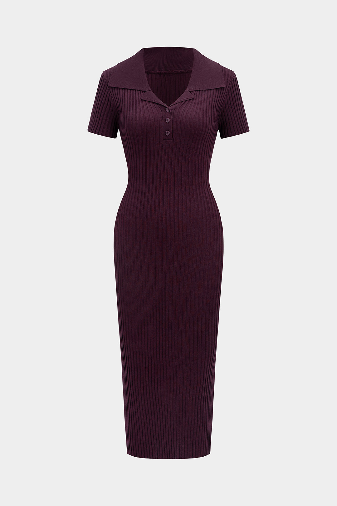 ISABELLA | RIBBED POLO MIDI DRESS BURGUNDY