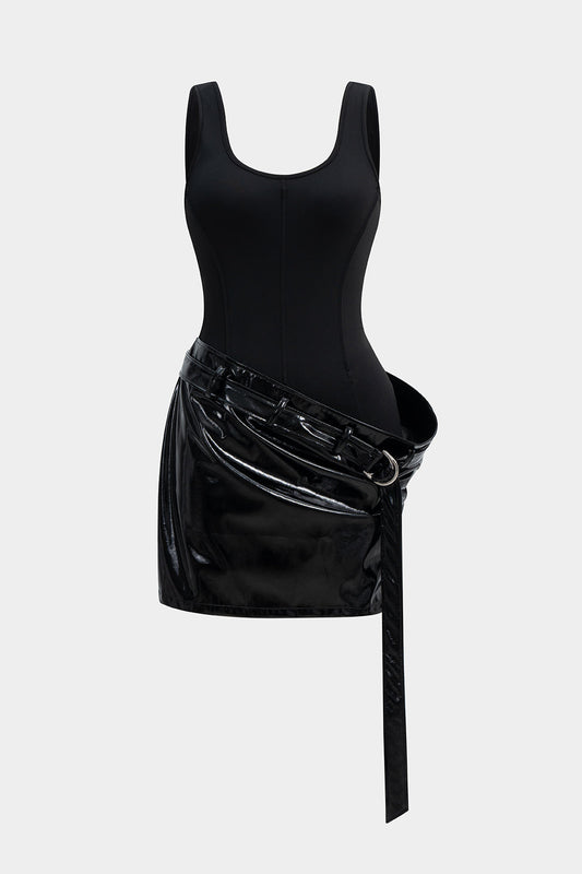 RAVEN | BELTED CONTRAST MINI DRESS