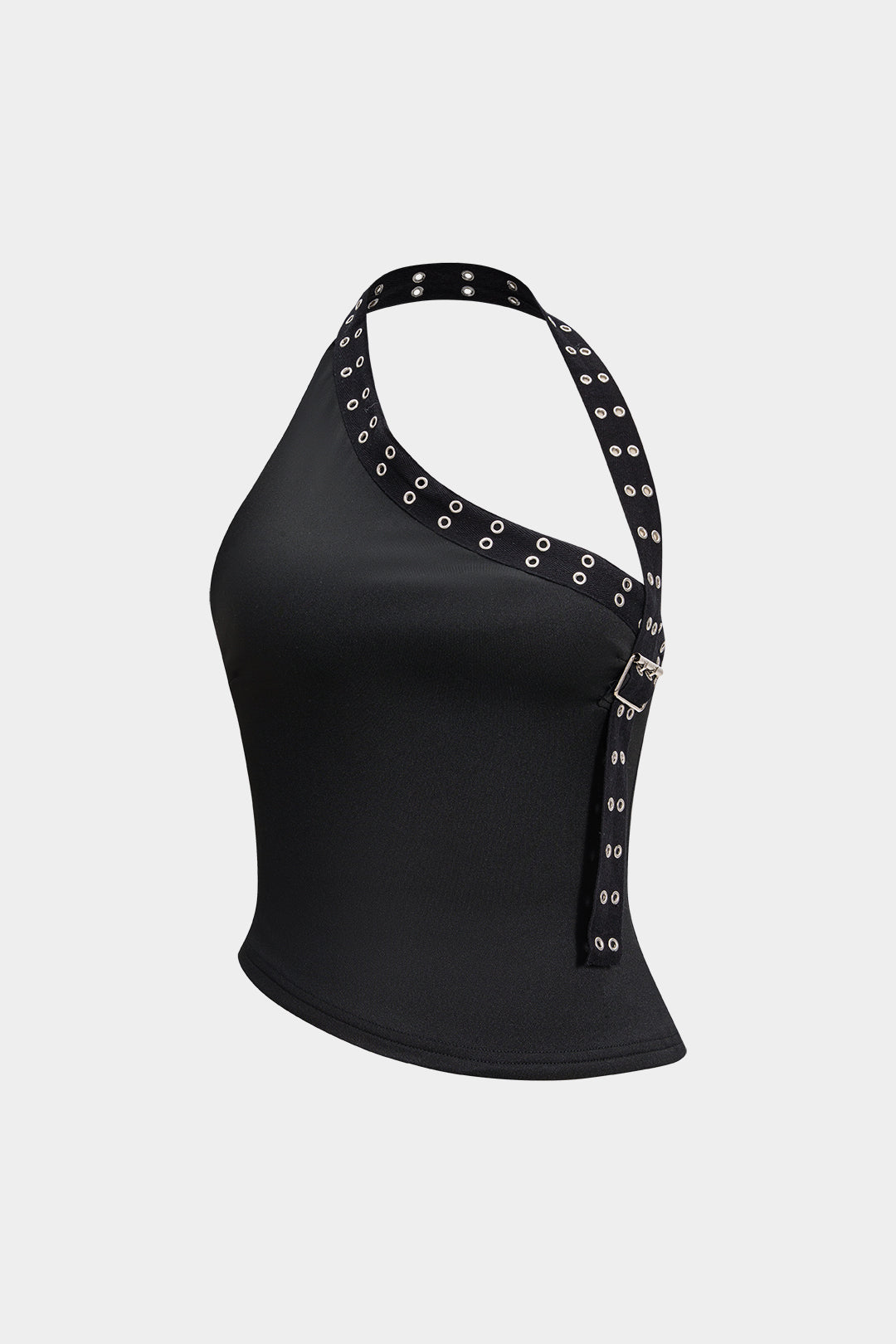 ONYX | ASYMMETRICAL BUCKLE HALTER TOP
