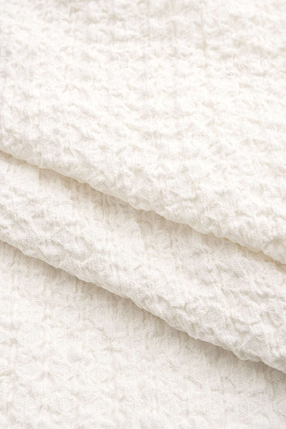 Textured Halter Neck Ruched Tank Top And Asymmetrical Ruffle Skirt Set WHITE