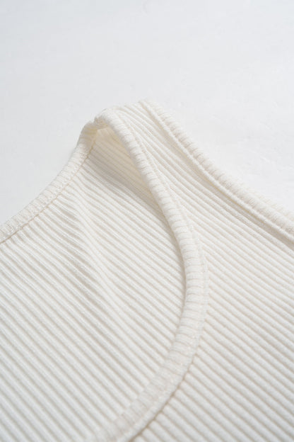 ALICE | RIBBED SKATER MINI DRESS IVORY S