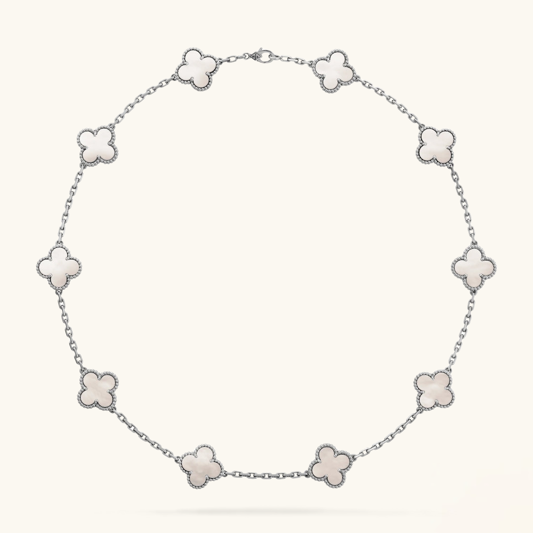 STELLA WHITE CLOVER NECKLACE SILVER