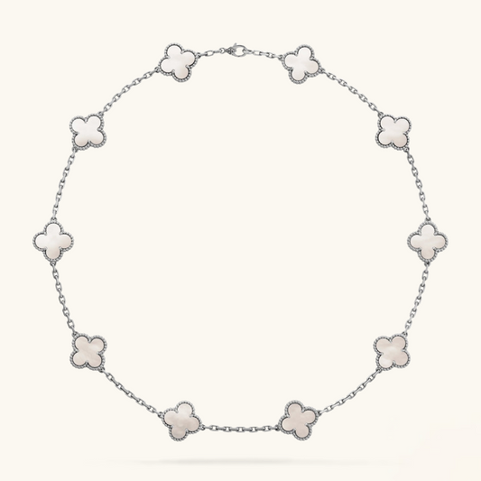 STELLA WHITE CLOVER NECKLACE SILVER