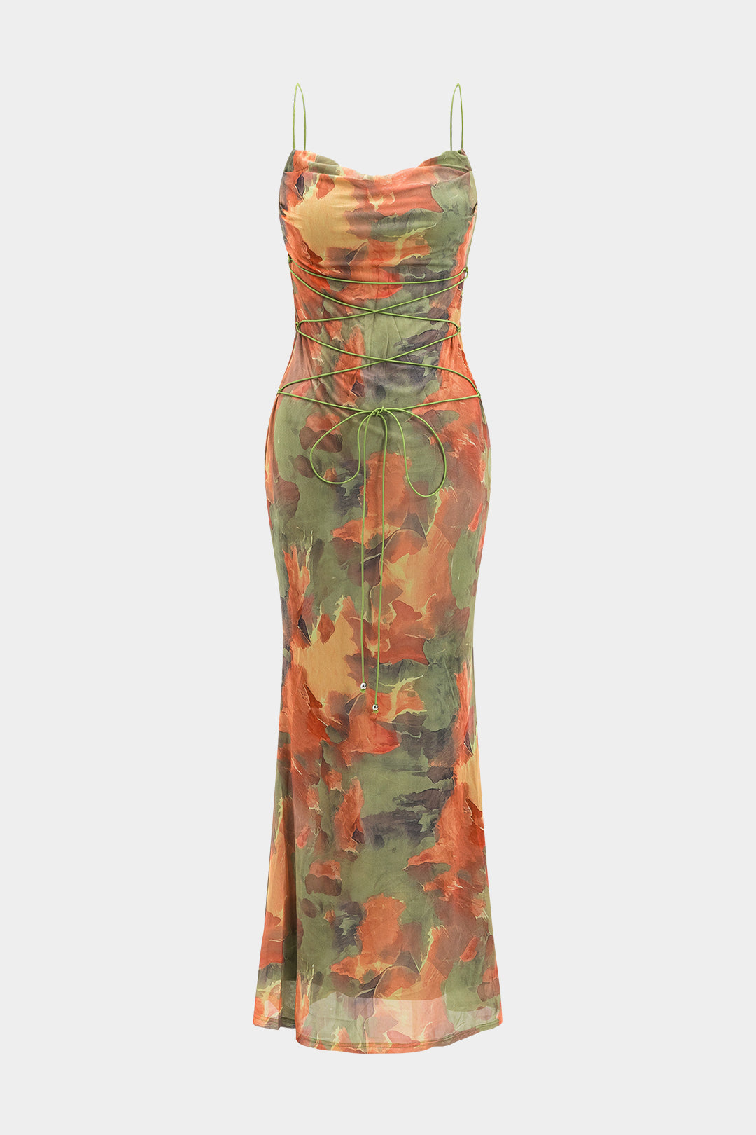 LUNARIA | LACE UP SLIP DRESS ORANGE