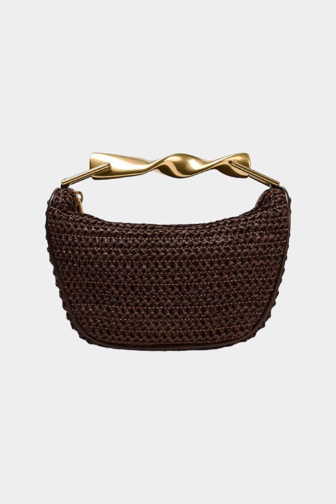 Metallic Decor Woven Tote Bag With Chain