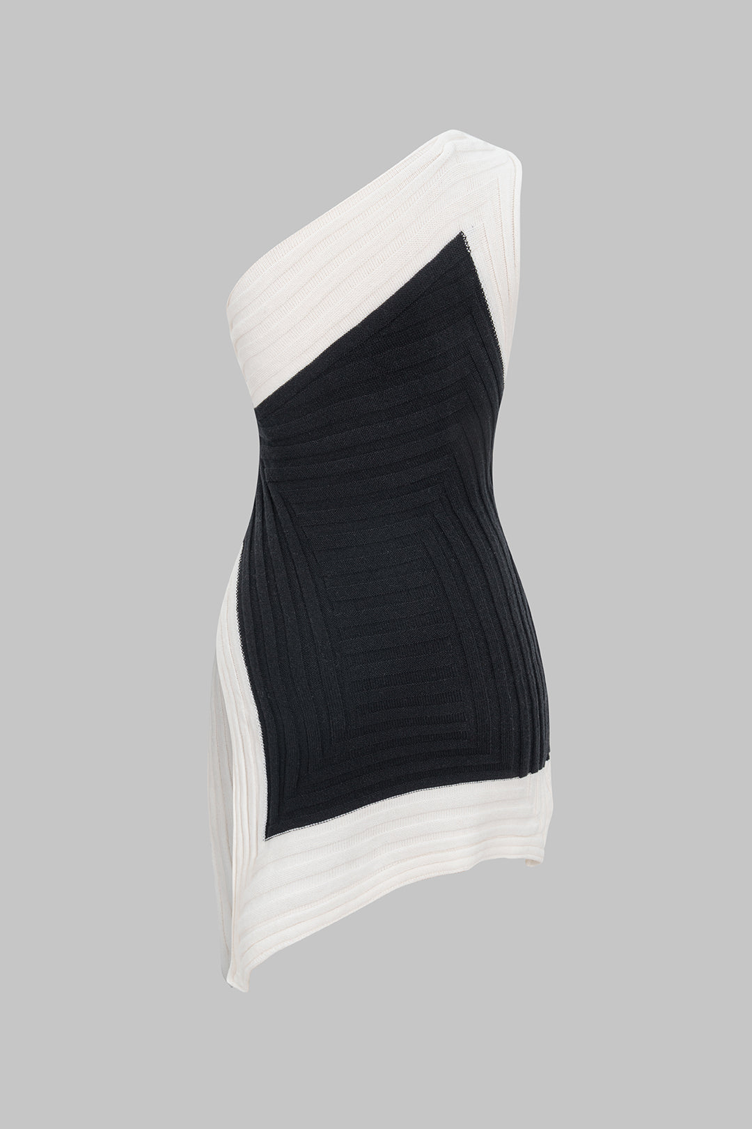 ARLETTE | ASYMMETRIC MONOCHROME MINI DRESS BLACK