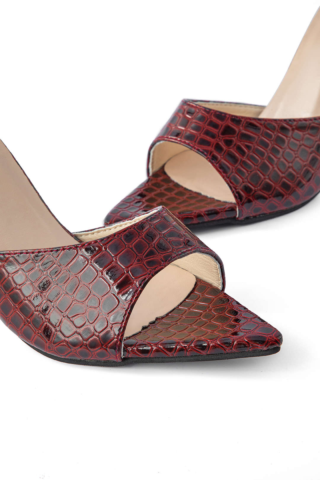 AUREMIA CROC MULES BURGUNDY