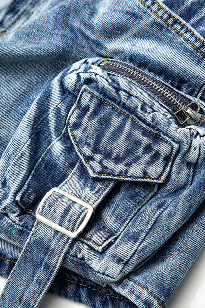 RAVEN | UTILITY DENIM MINI SKIRT ROYAL BLUE