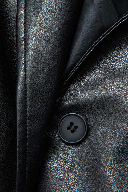 RAVEN | VEGAN LEATHER TRENCH COAT BLACK