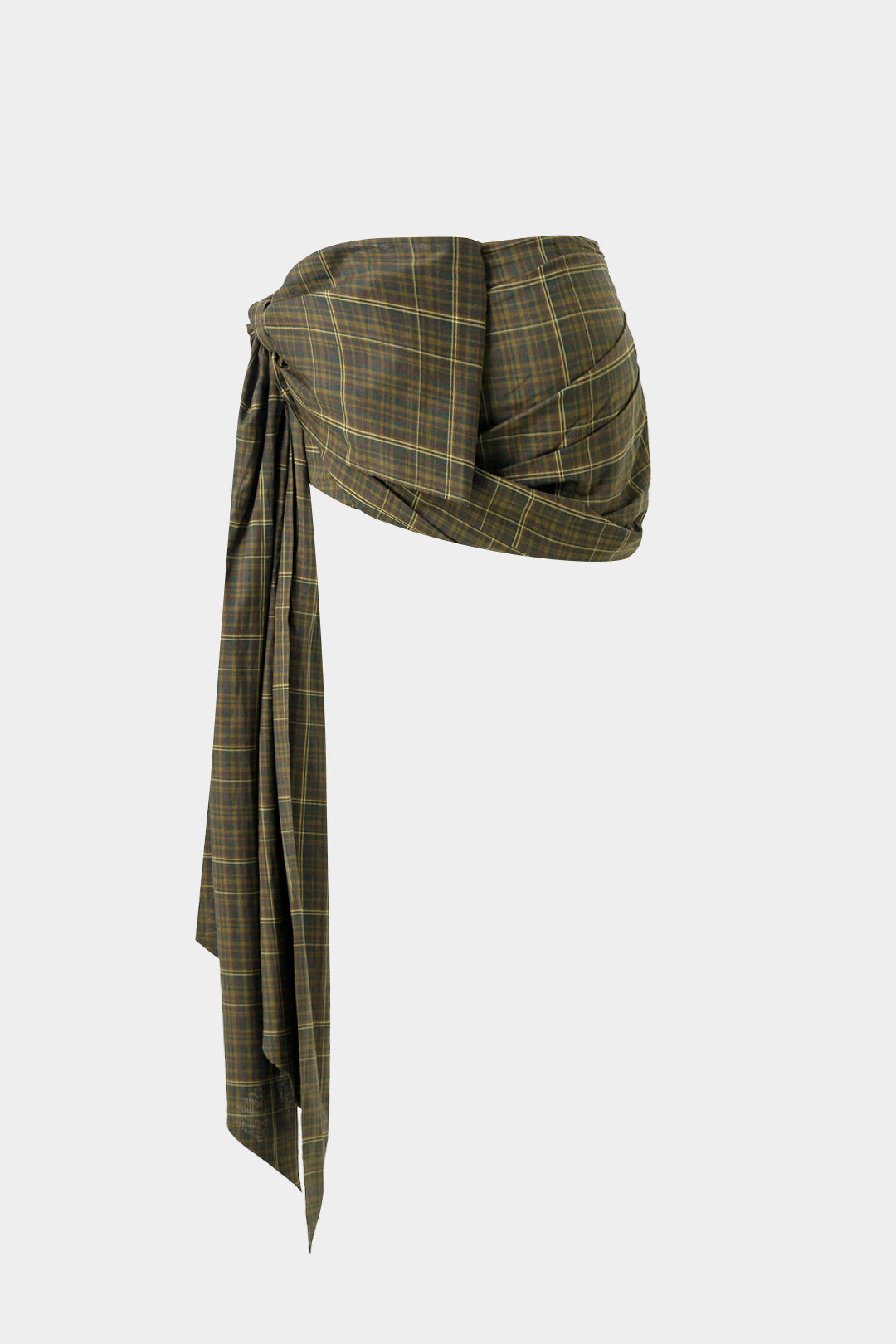 Plaid Print Asymmetrical Skirt COFFEE