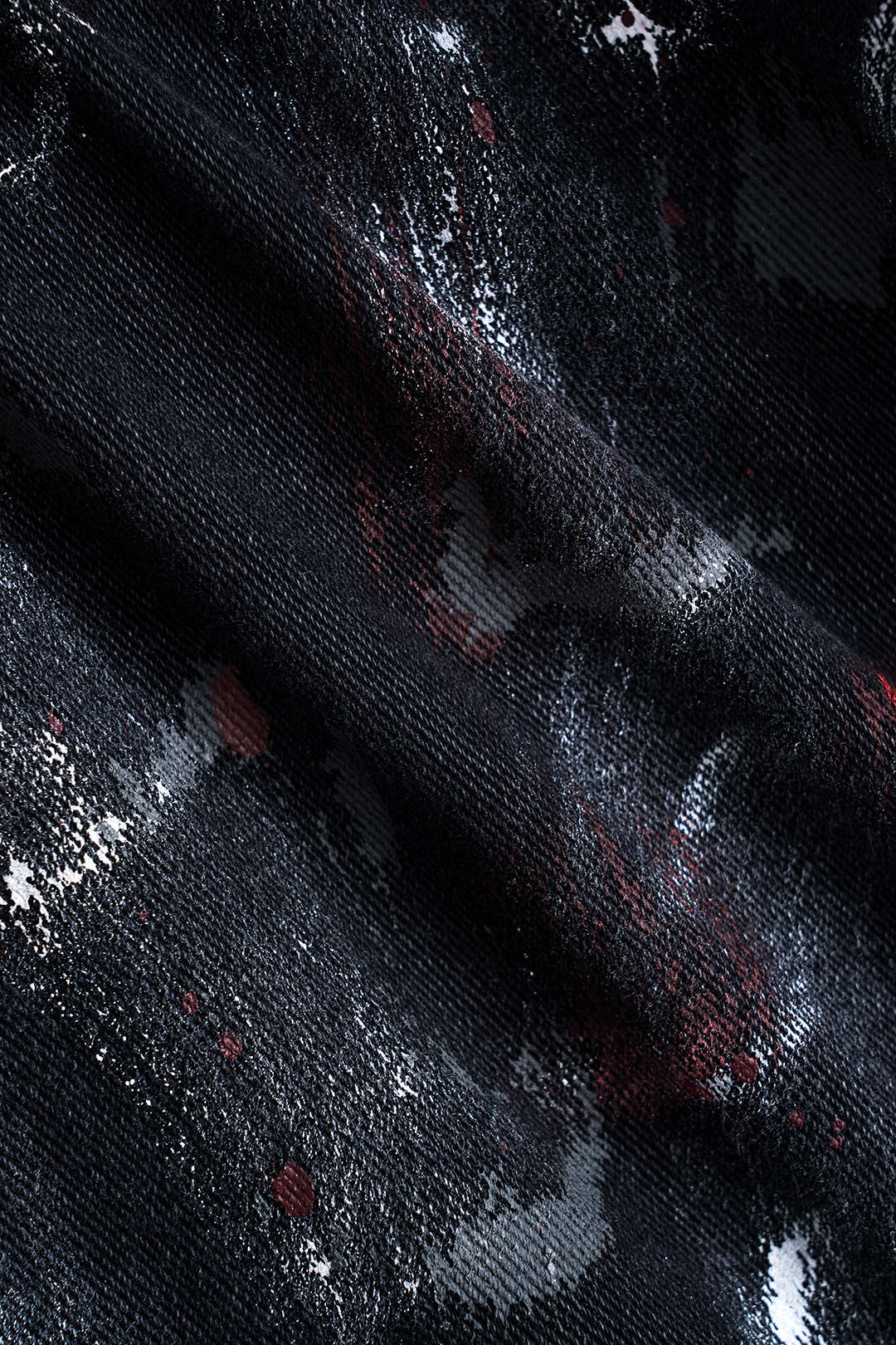 Graffiti Denim Washed Button Pocket Zipper Wide Leg Jeans BLACK