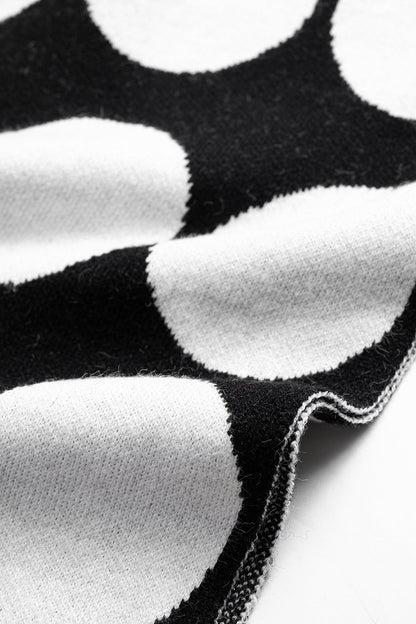 Knit Contrast A-Line Skirt BLACK