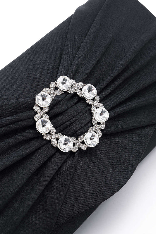 Rhinestone Ruched Clutch Bag With Chain BLACK ONE SIZE