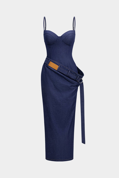 SERAPHINE | DENIM CORSET MIDI DRESS