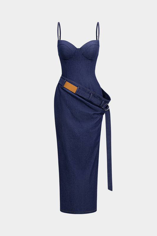 SERAPHINE | DENIM CORSET MIDI DRESS