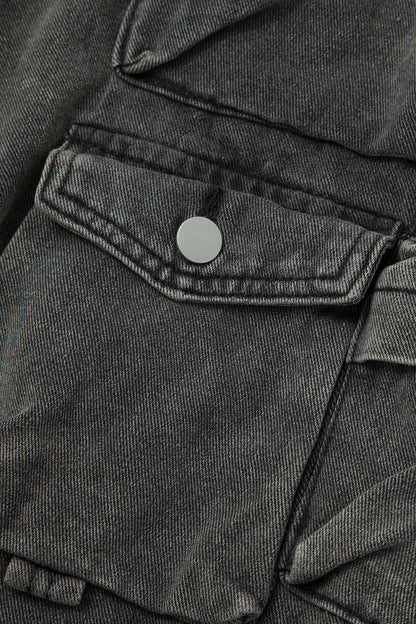 NOÉMI | BLACK CARGO JEANS WASH BLUE