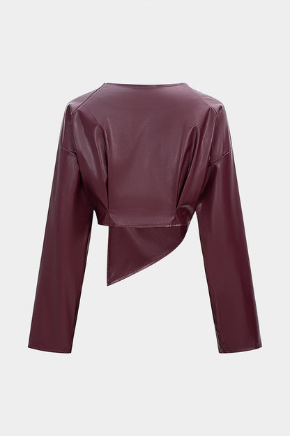 NOIR | CROPPED FAUX LEATHER JACKET