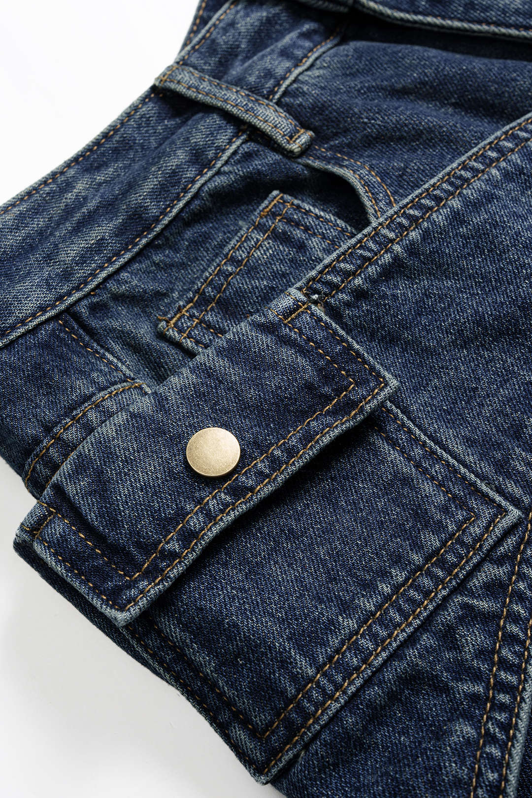 Denim Asymmetrical Wide Leg Jeans DARK WASH BLUE