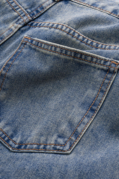 Denim Pleated Pocket Jeans STEEL BLUE