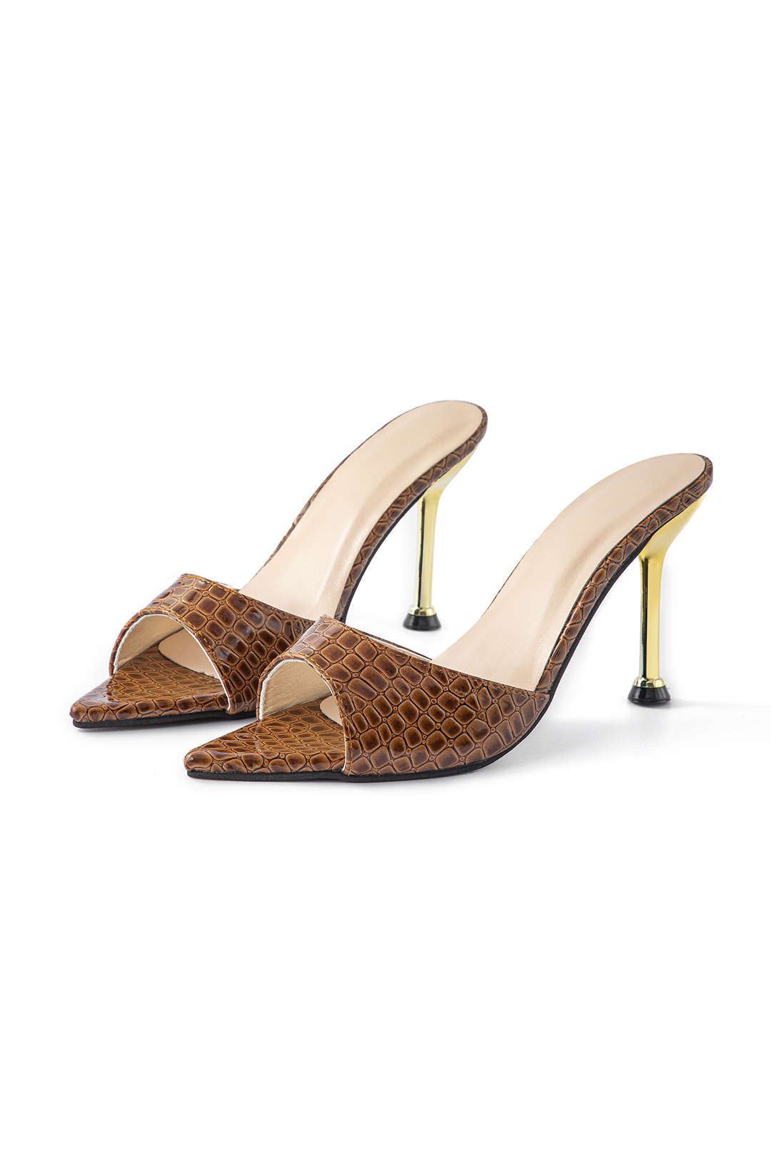 AUREMIA CROC MULES BROWN