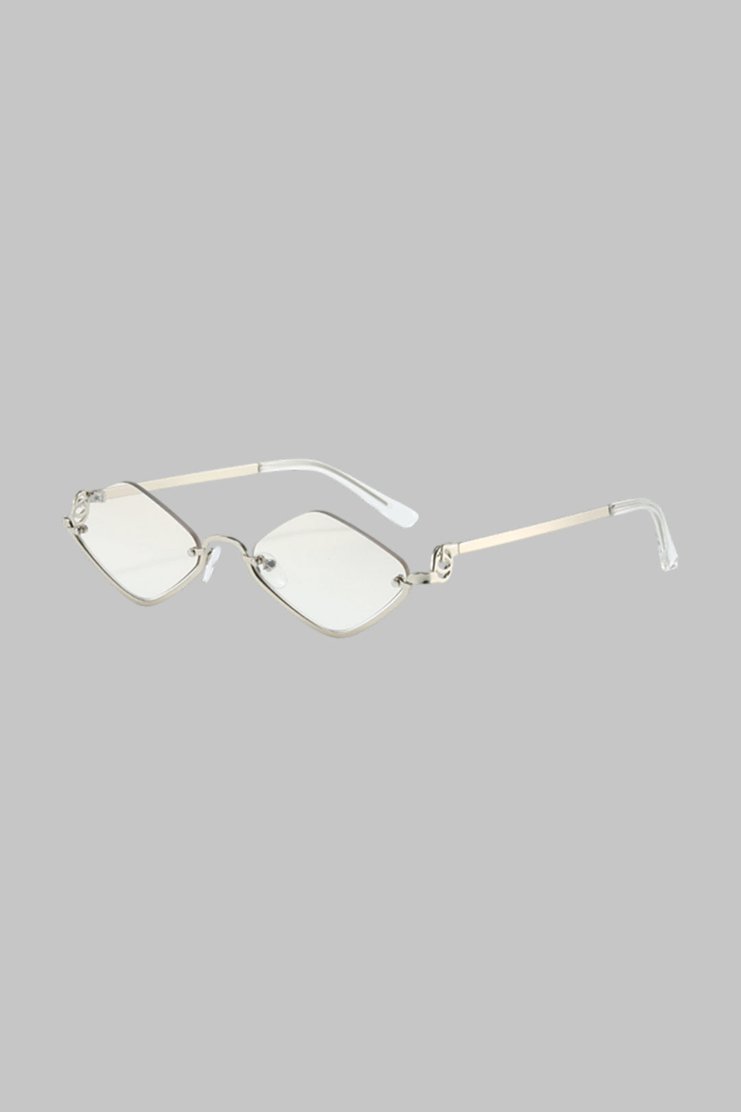 Metal Diamond-Shaped Half-Frame Sunglasses PEARL RIVER ONE SIZE