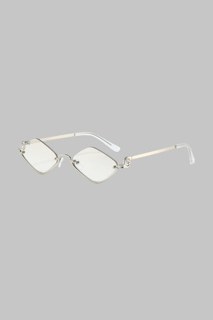 Metal Diamond-Shaped Half-Frame Sunglasses PEARL RIVER ONE SIZE