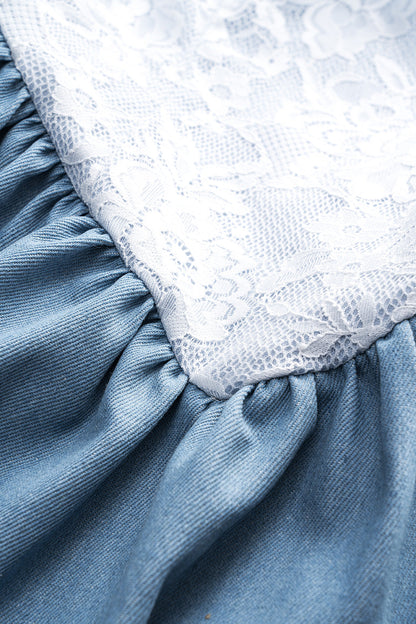 DANIELA | LACE & DENIM MINI DRESS LIGHT BLUE