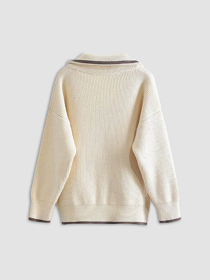 ALBA | CONTRAST ZIP CARDIGAN BEIGE