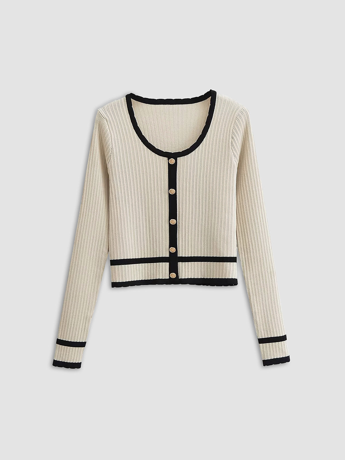 ÉLOISE | CONTRAST RIB CARDIGAN OFF-WHITE